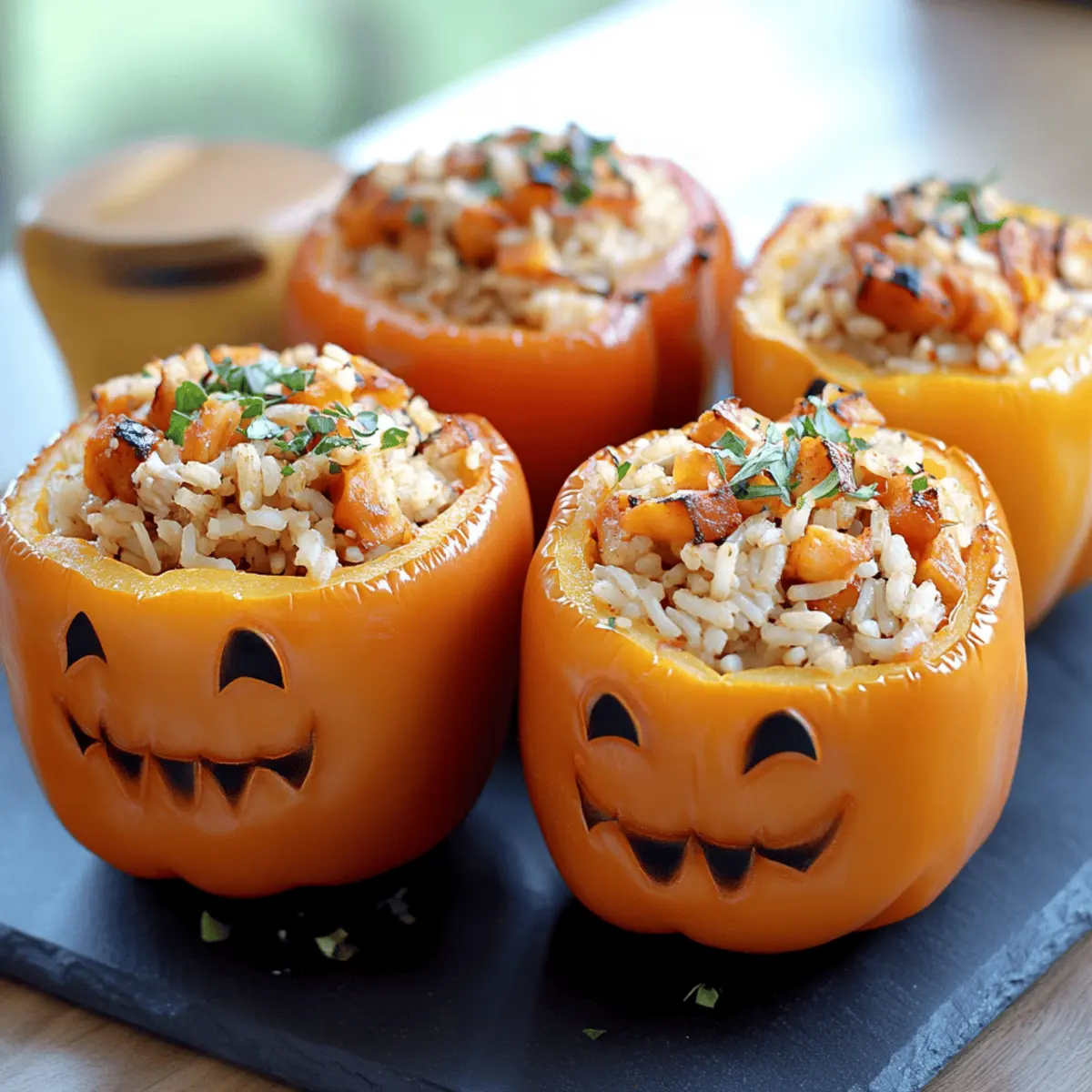 Shredded Chicken and Rice Stuffed Peppers