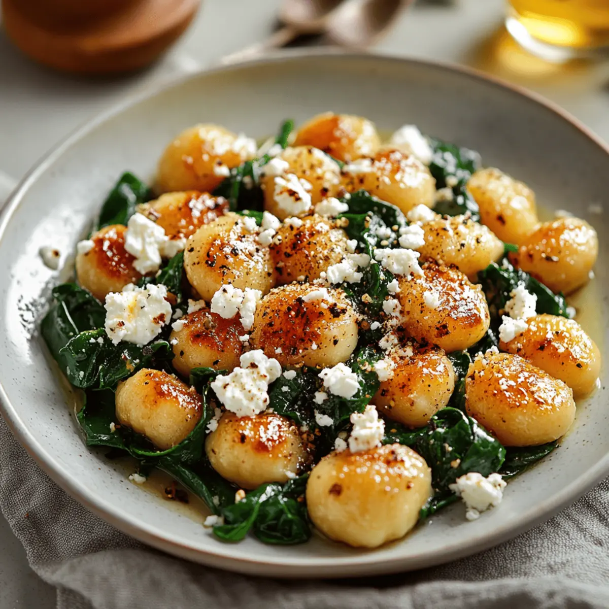 Crispy Gnocchi With Spinach And Feta