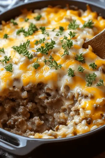 Cheesy Ground Beef and Rice Casserole