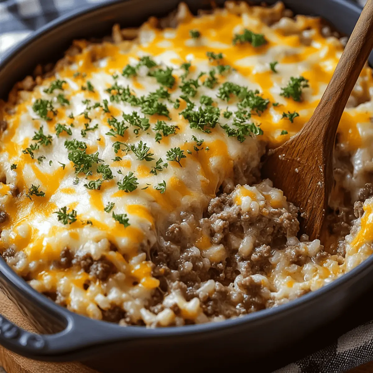 Cheesy Ground Beef and Rice Casserole