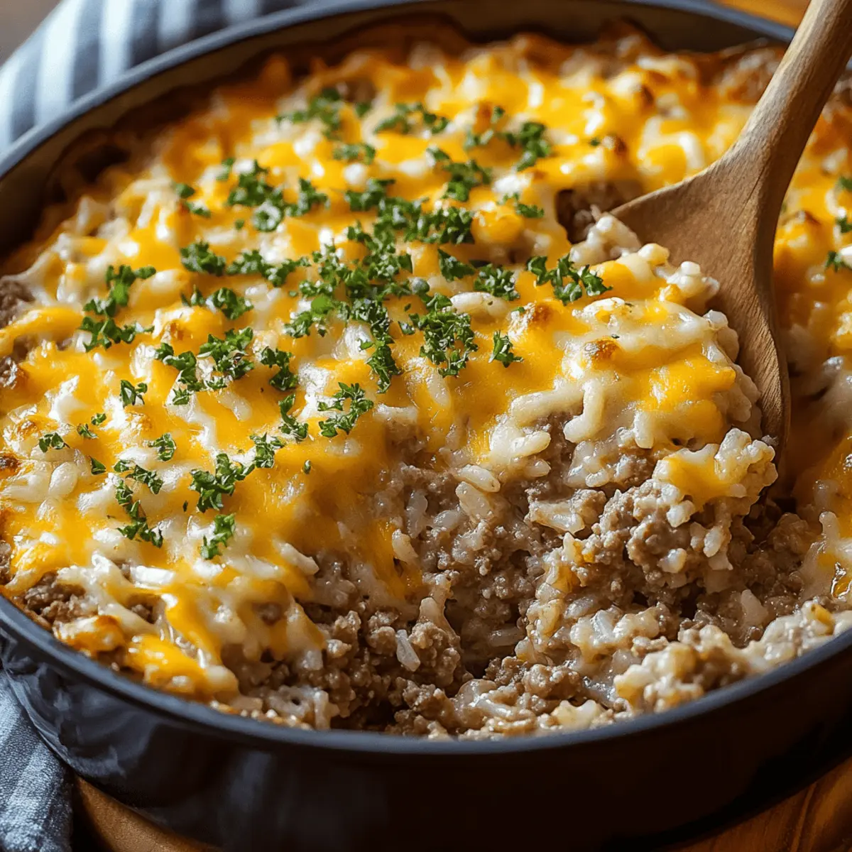 Cheesy Ground Beef and Rice Casserole
