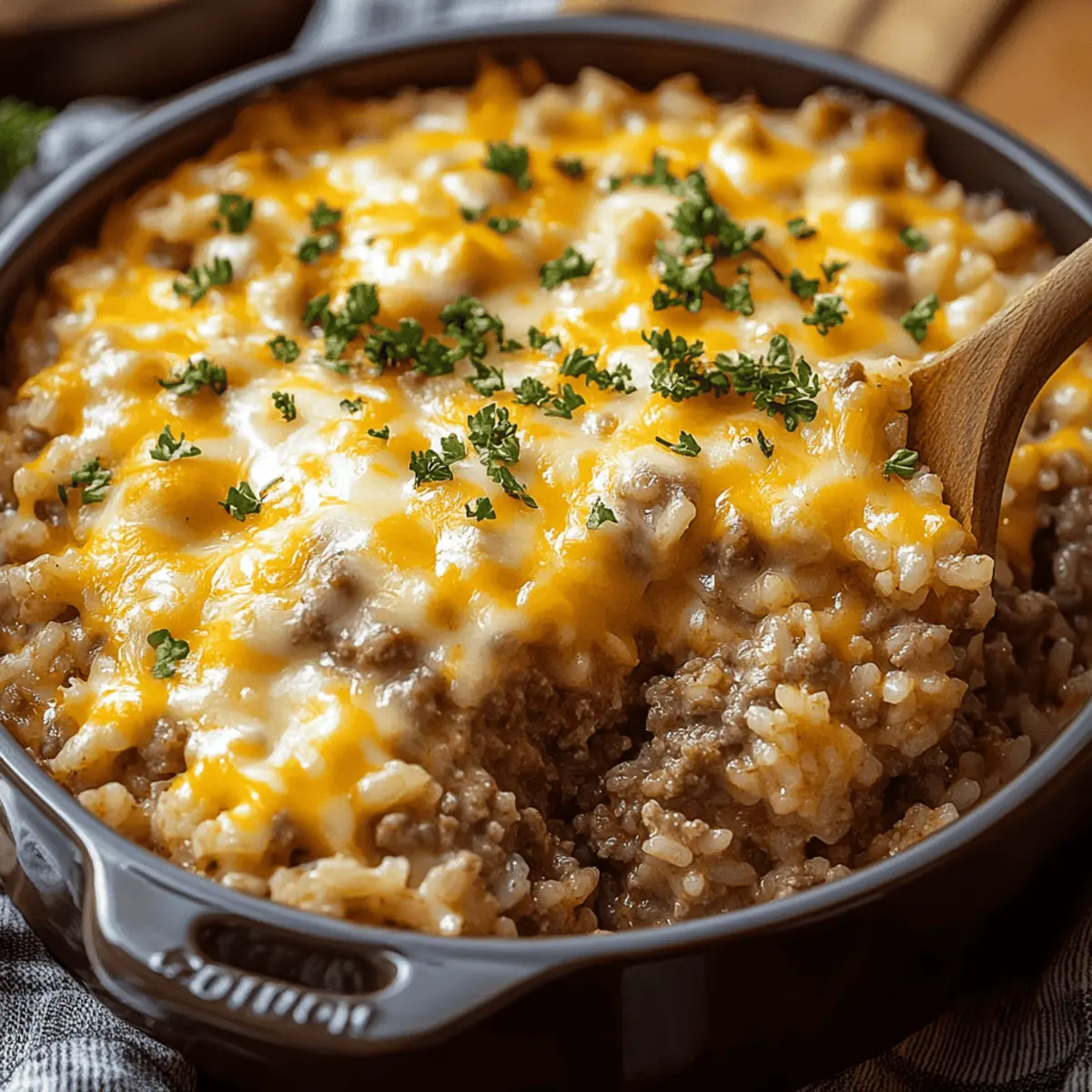Cheesy Ground Beef and Rice Casserole