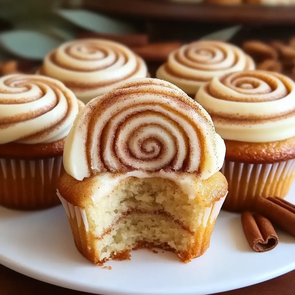 Cinnamon Roll Cupcakes With Swirl Frosting