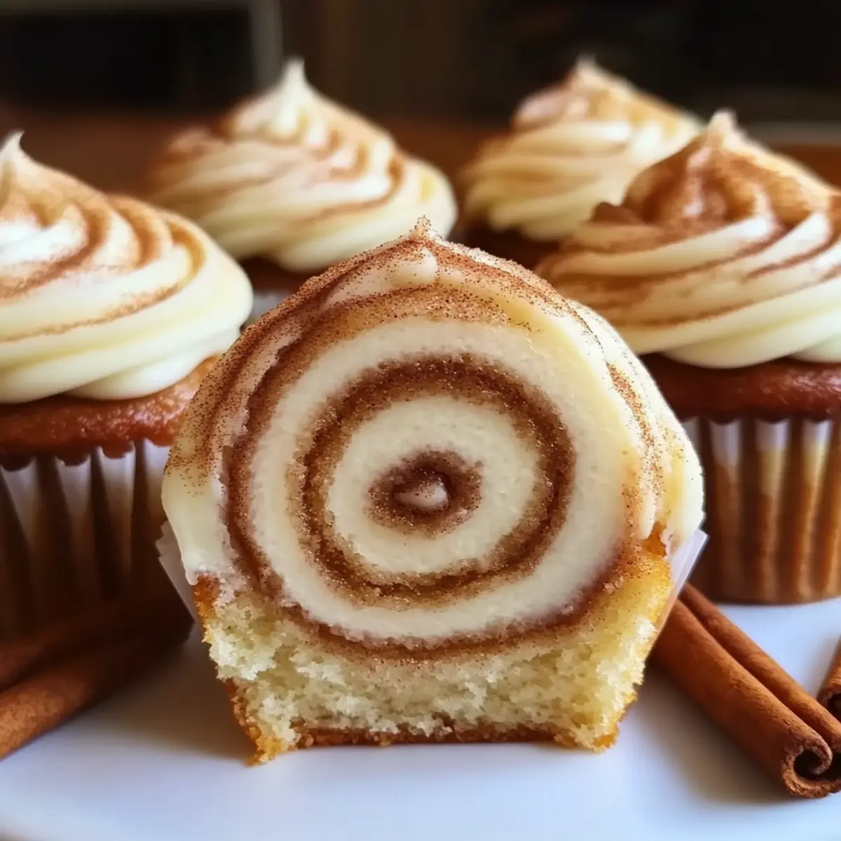 Cinnamon Roll Cupcakes With Swirl Frosting