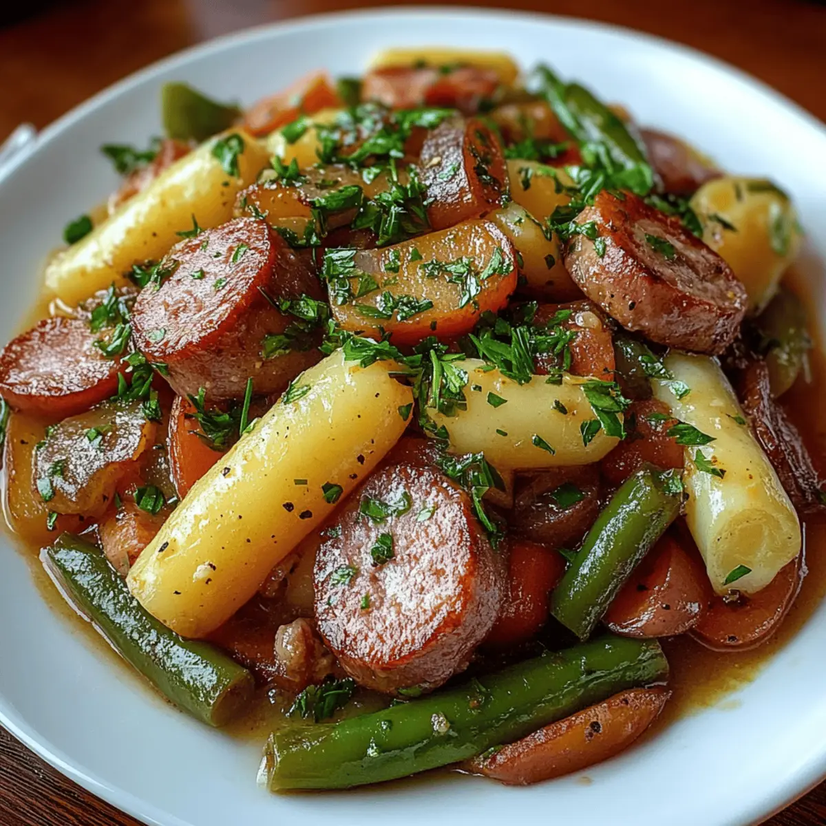 Crockpot Kielbasa and Green Beans