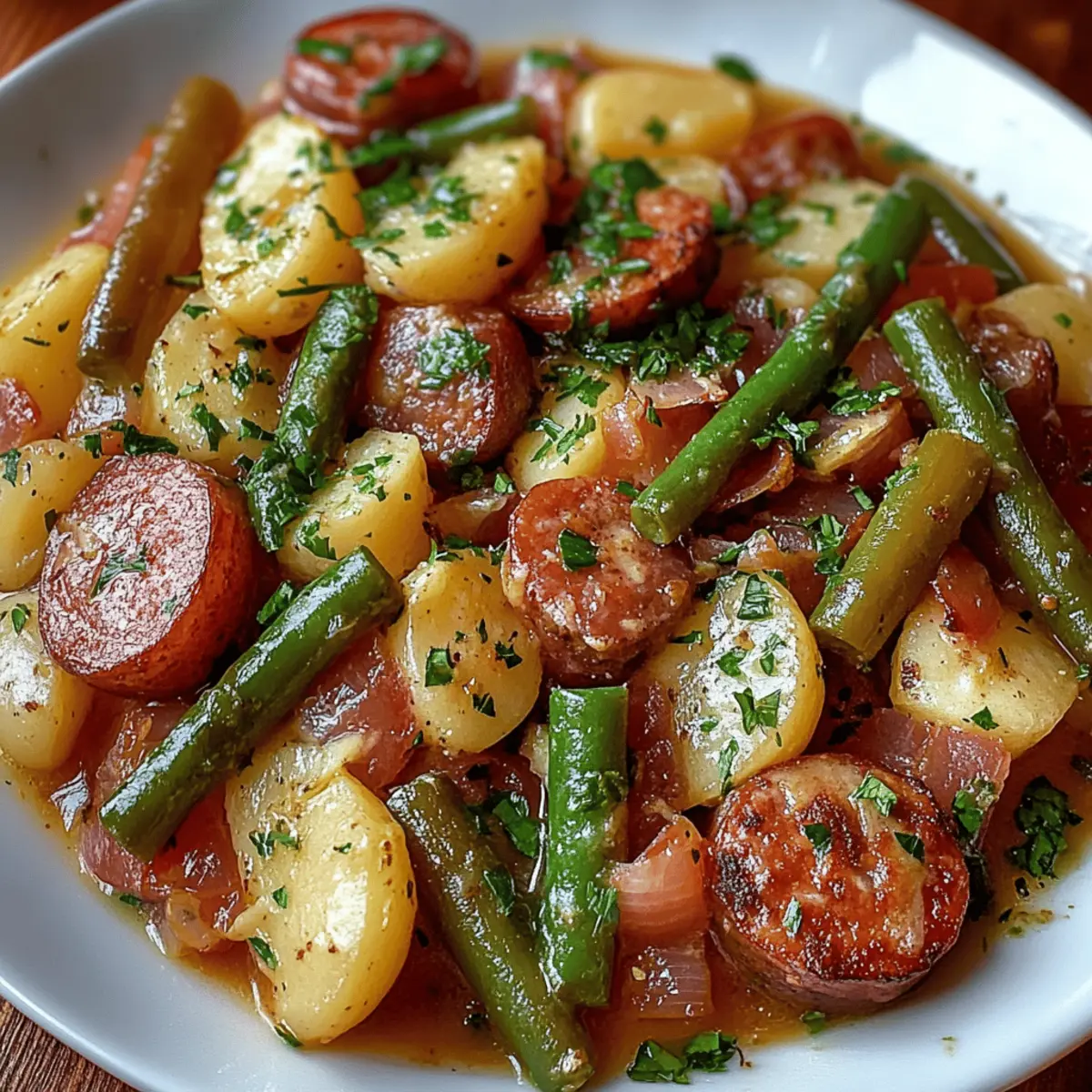 Crockpot Kielbasa and Green Beans