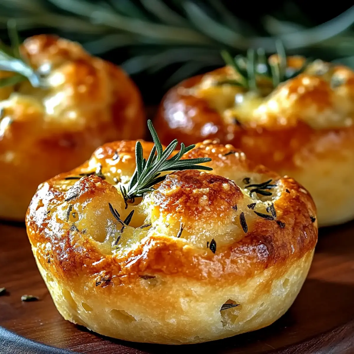 Garlic Rosemary Focaccia Muffins
