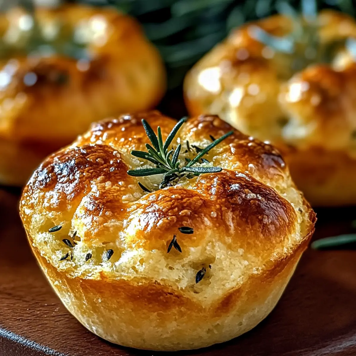 Garlic Rosemary Focaccia Muffins