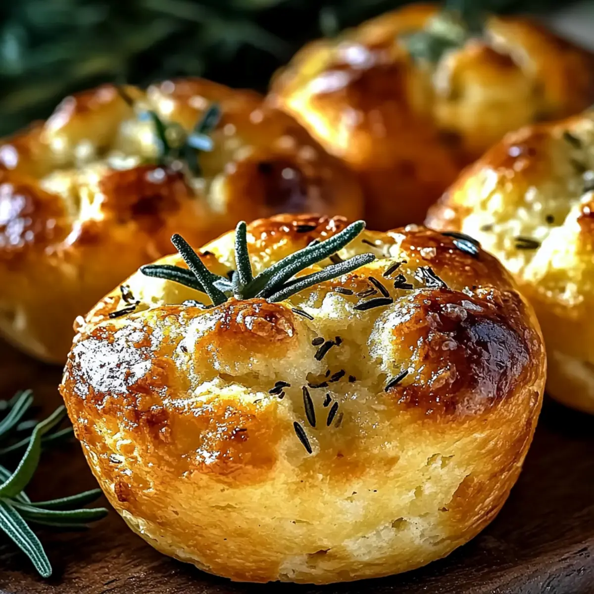 Garlic Rosemary Focaccia Muffins