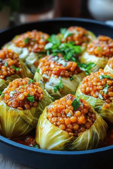 Lentil and Rice Stuffed Cabbage Rolls