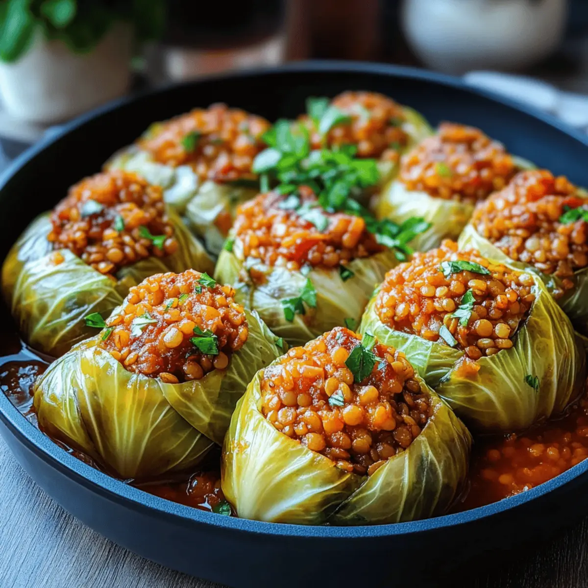 Lentil and Rice Stuffed Cabbage Rolls