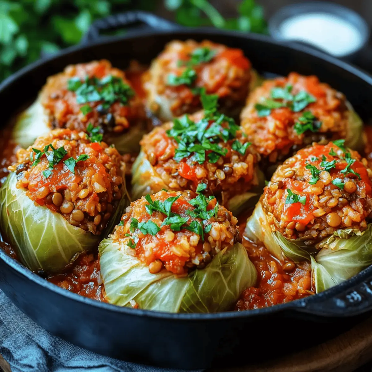 Lentil and Rice Stuffed Cabbage Rolls