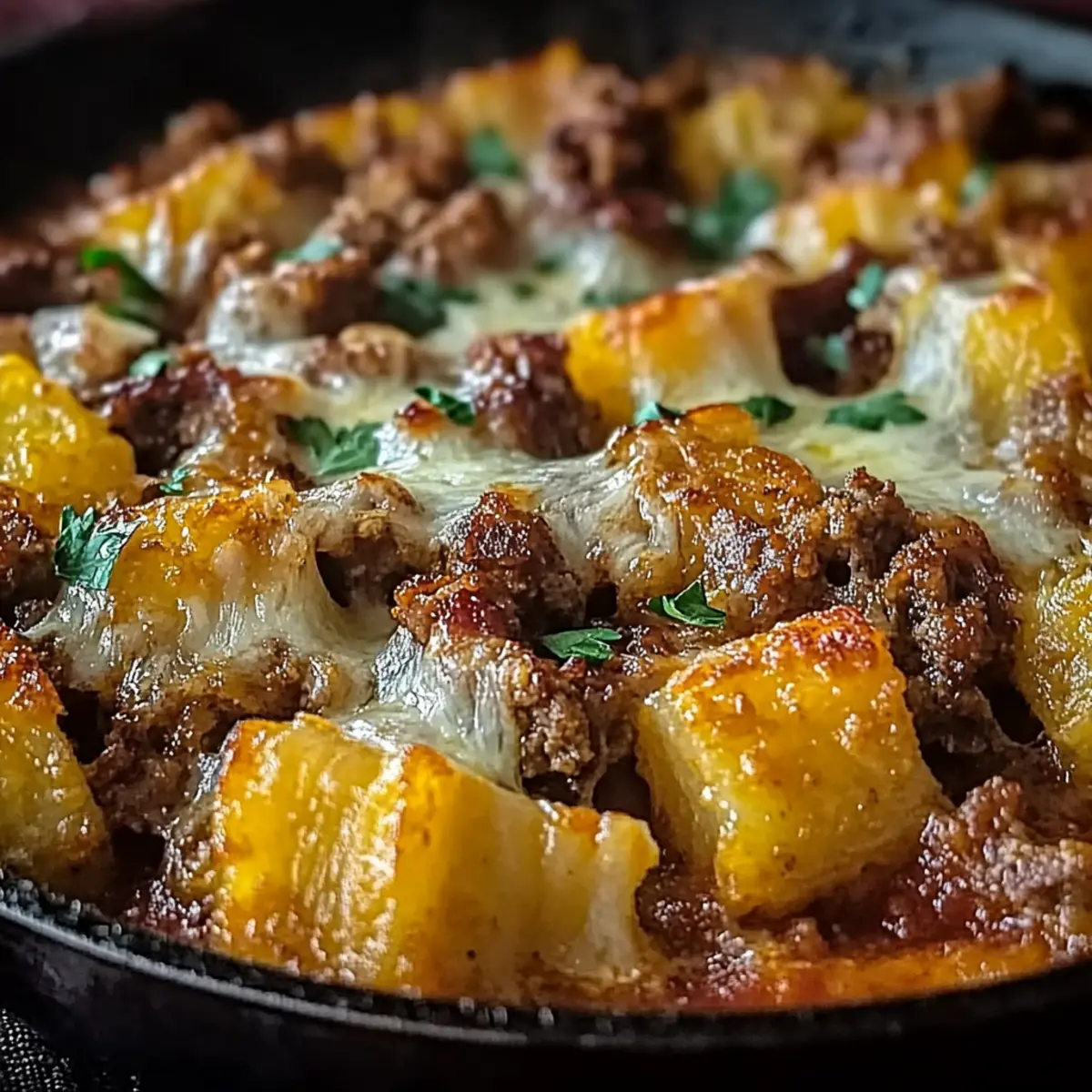 One-Pan Cheesy Meat & Potato Skillet