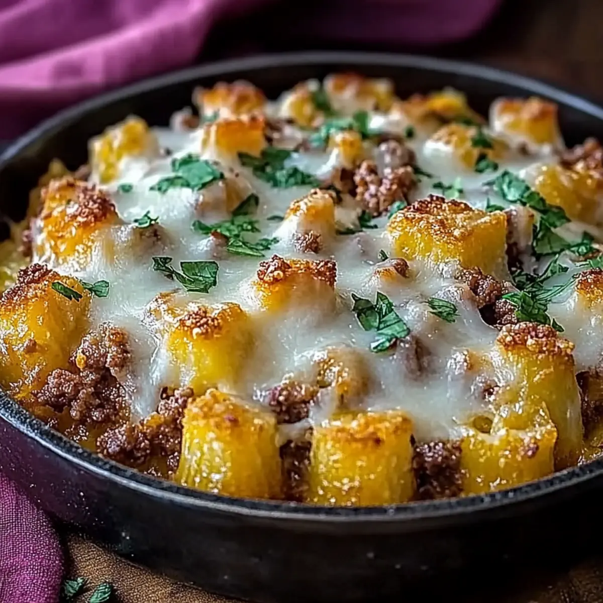One-Pan Cheesy Meat & Potato Skillet