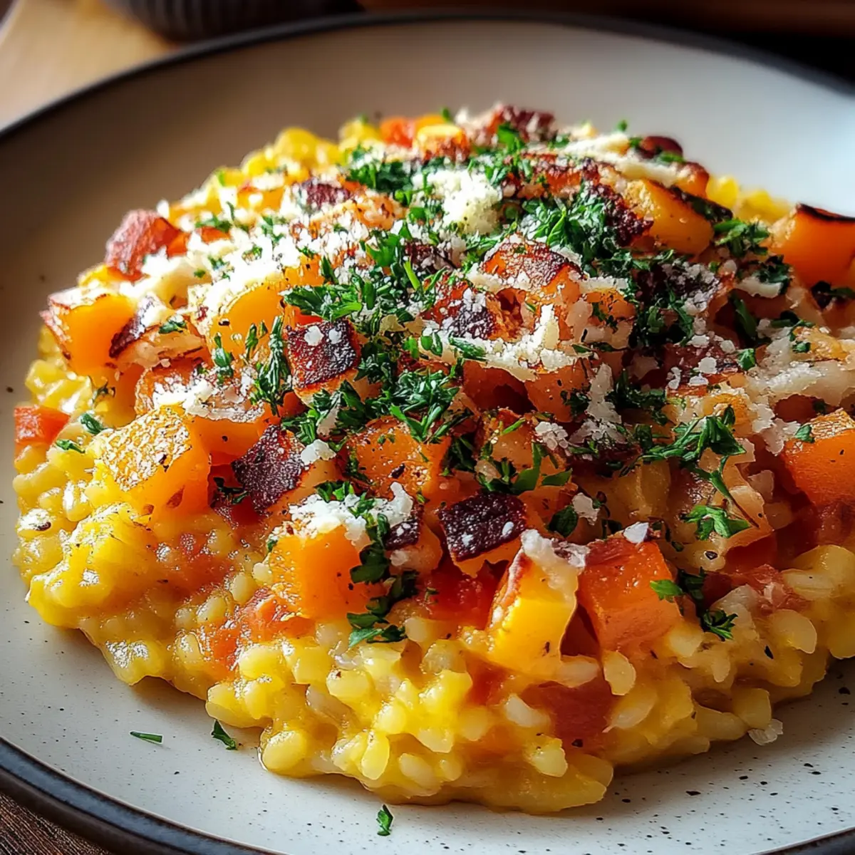 Pumpkin Risotto with Bacon & Parmesan