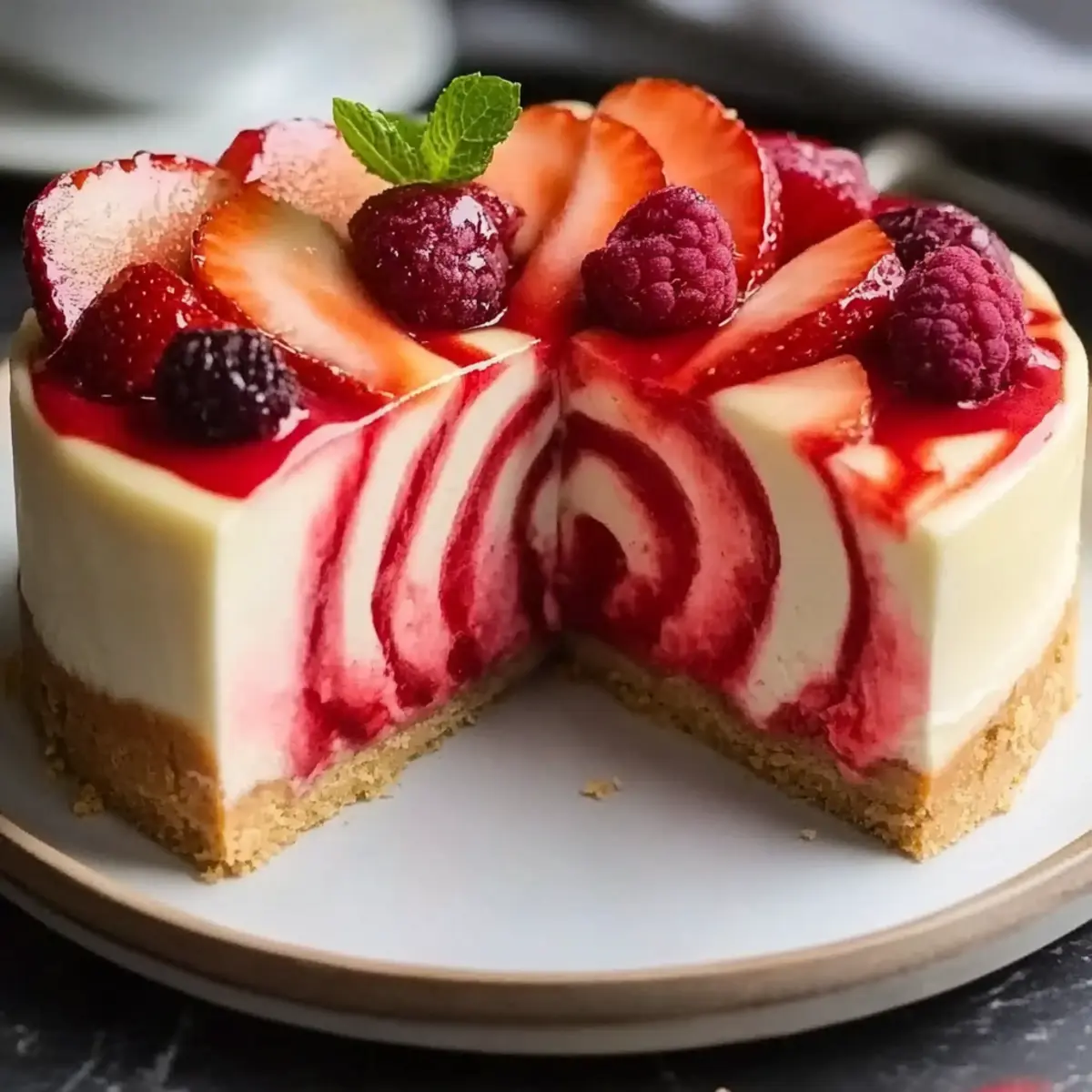 Strawberry Swirl Cheesecake