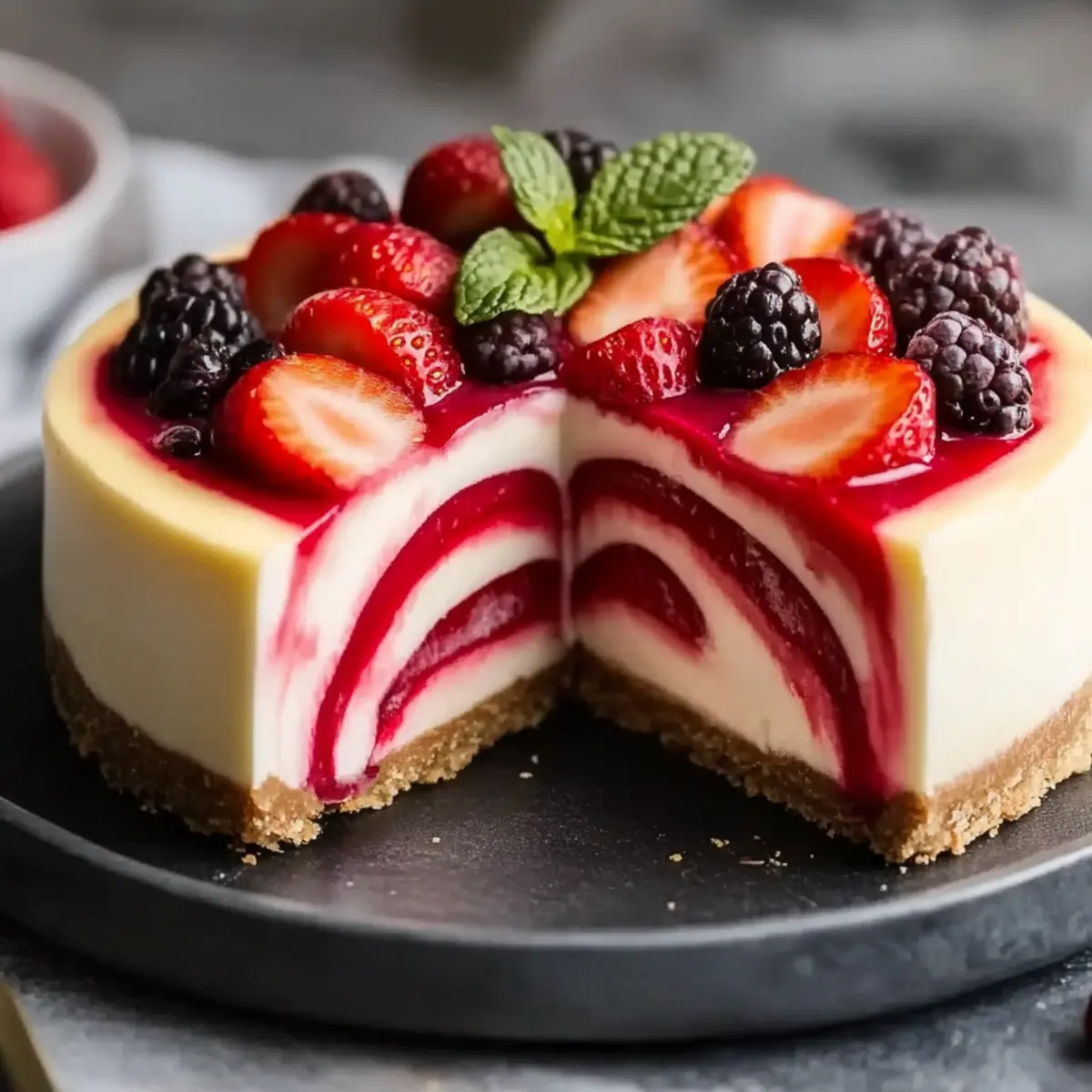 Strawberry Swirl Cheesecake