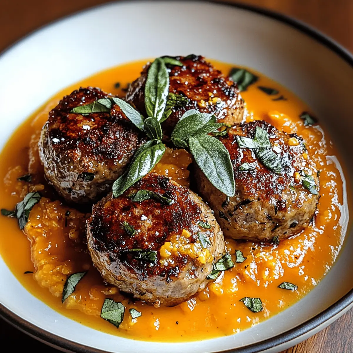 Turkey Meatballs in Pumpkin Sage Sauce