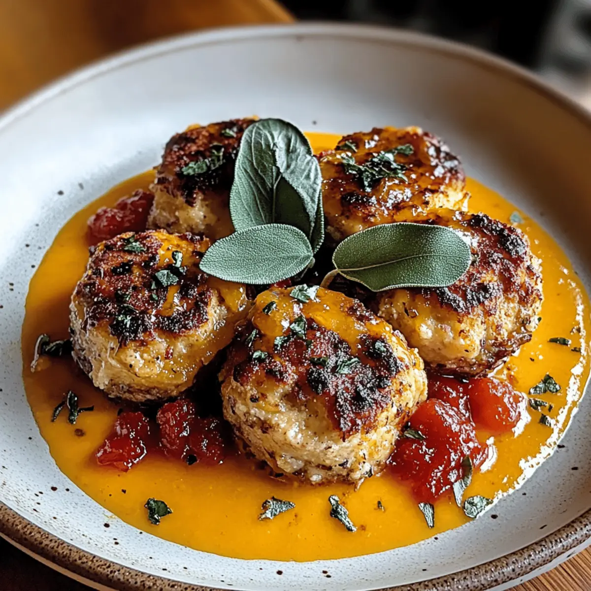 Turkey Meatballs in Pumpkin Sage Sauce