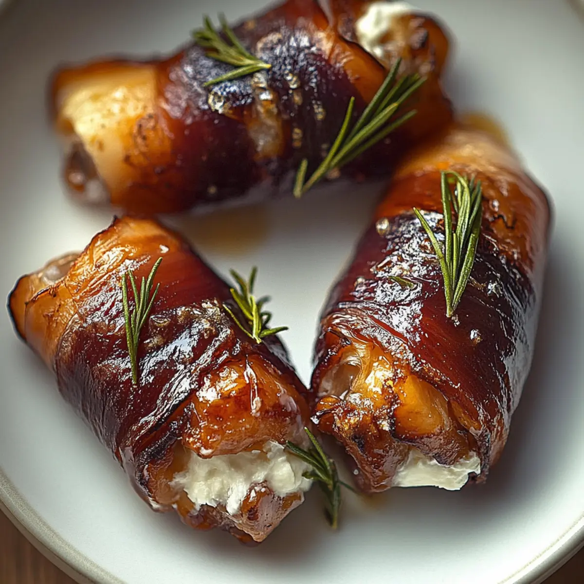 Bacon Wrapped Dates with Goat Cheese & Honey