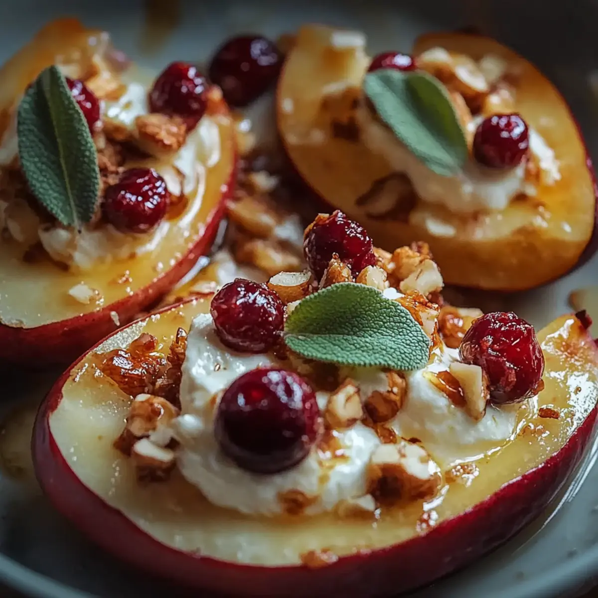 Baked Pears with Goat Cheese, Honey, and Cranberries