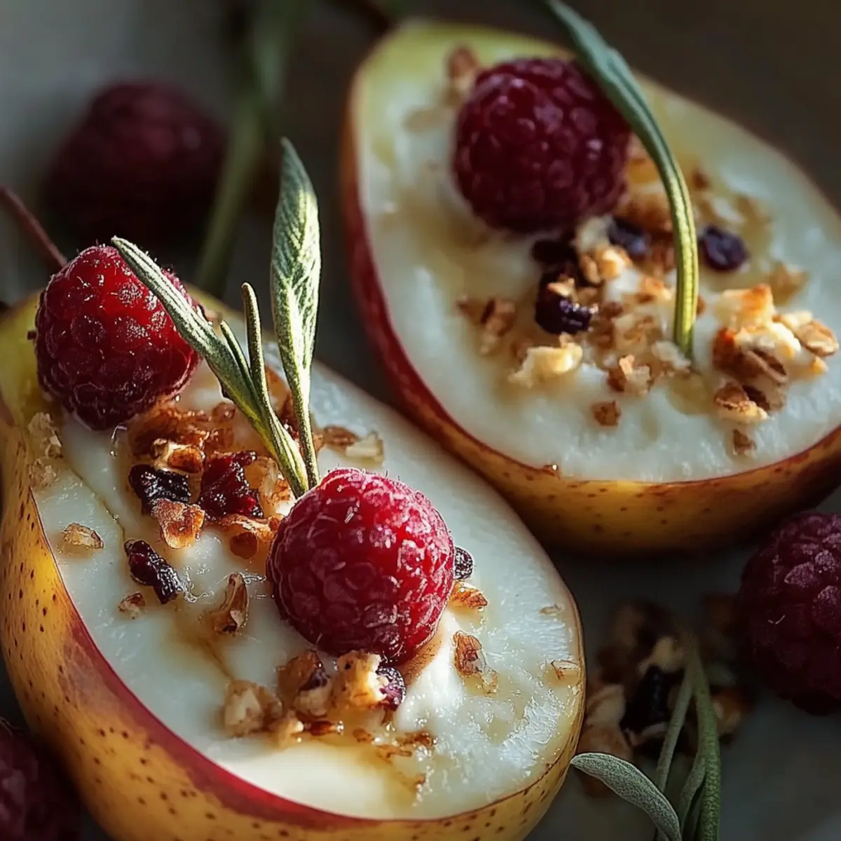 Baked Pears with Goat Cheese, Honey, and Cranberries