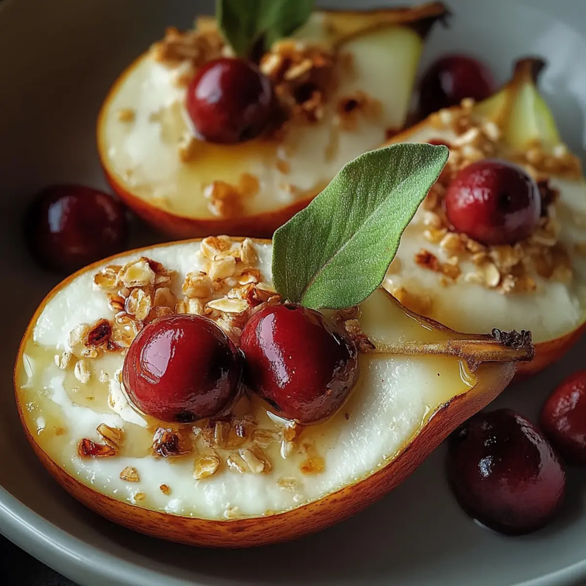 Baked Pears with Goat Cheese, Honey, and Cranberries