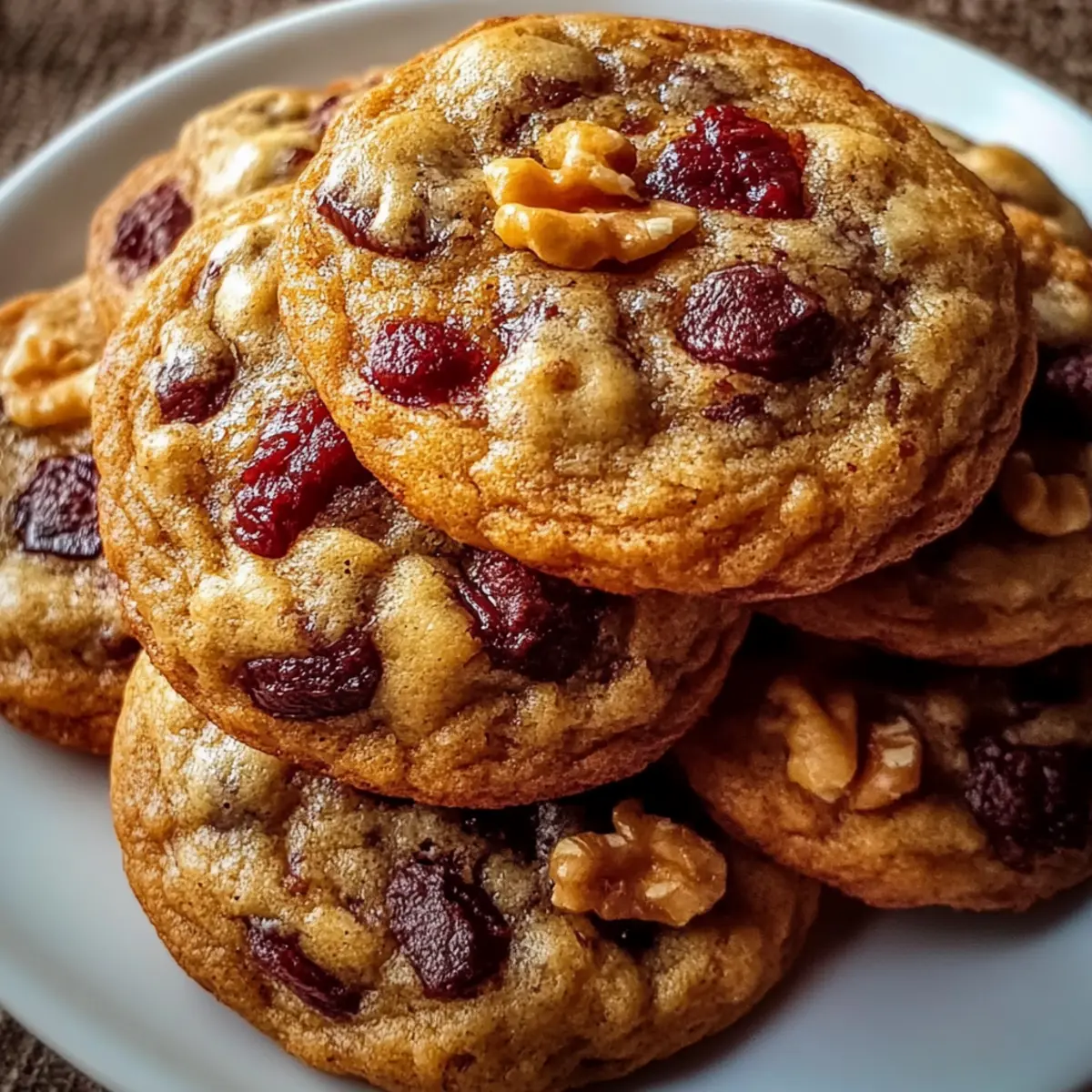 Chewy Spiced Cranberry Cookies with Walnuts
