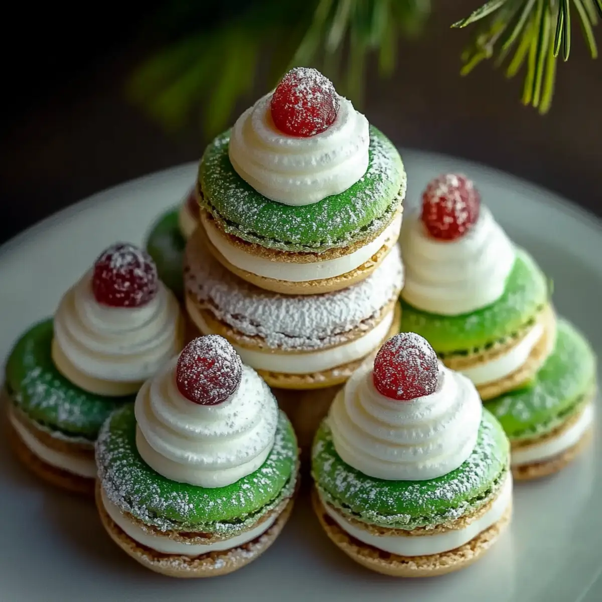 Christmas Tree Cake Macarons