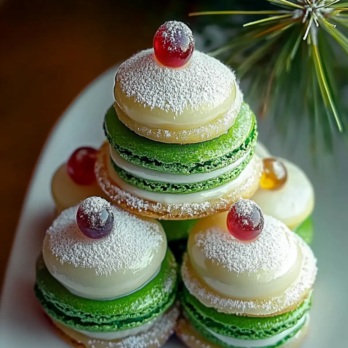 Christmas Tree Cake Macarons