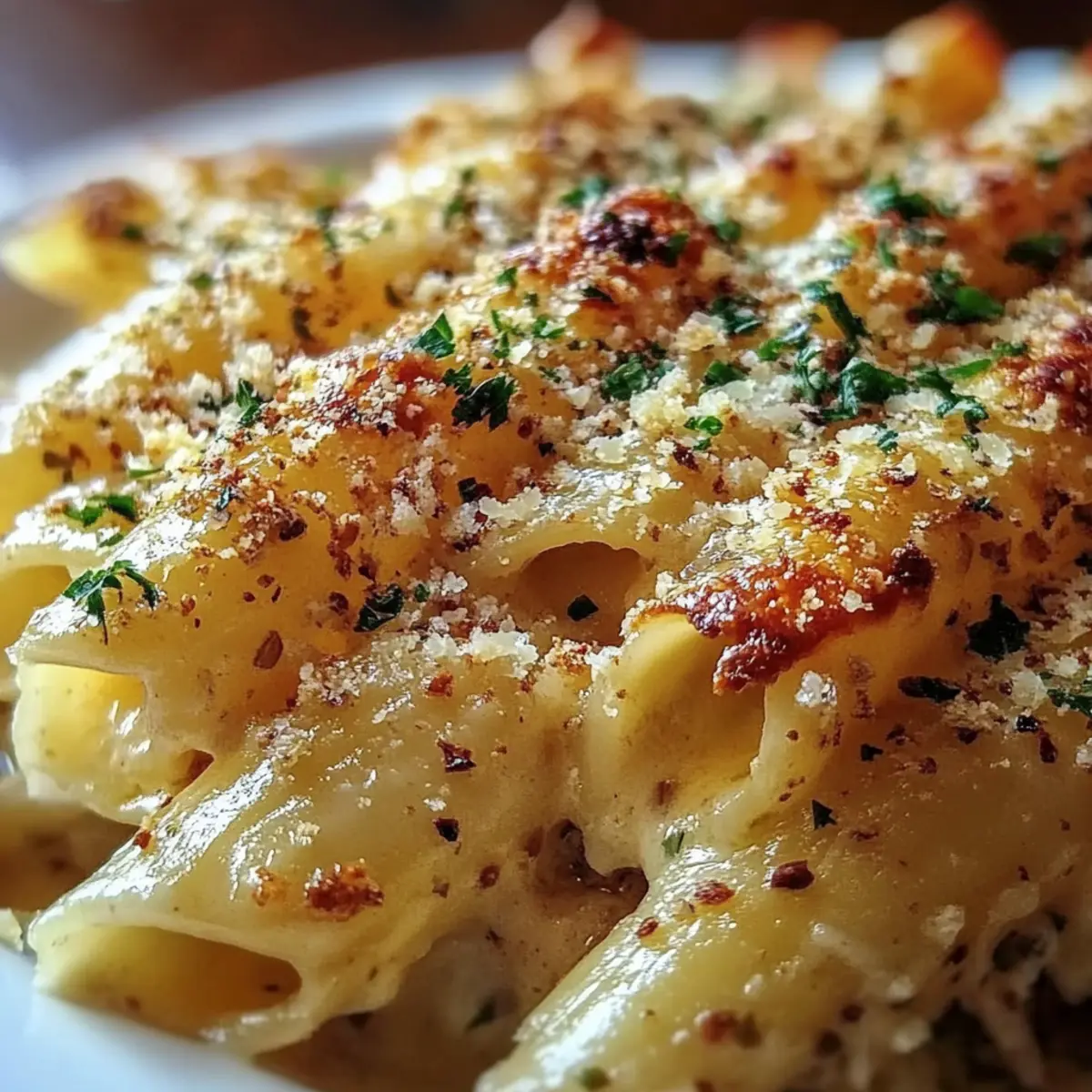 Creamy Garlic Parmesan Pasta Bake
