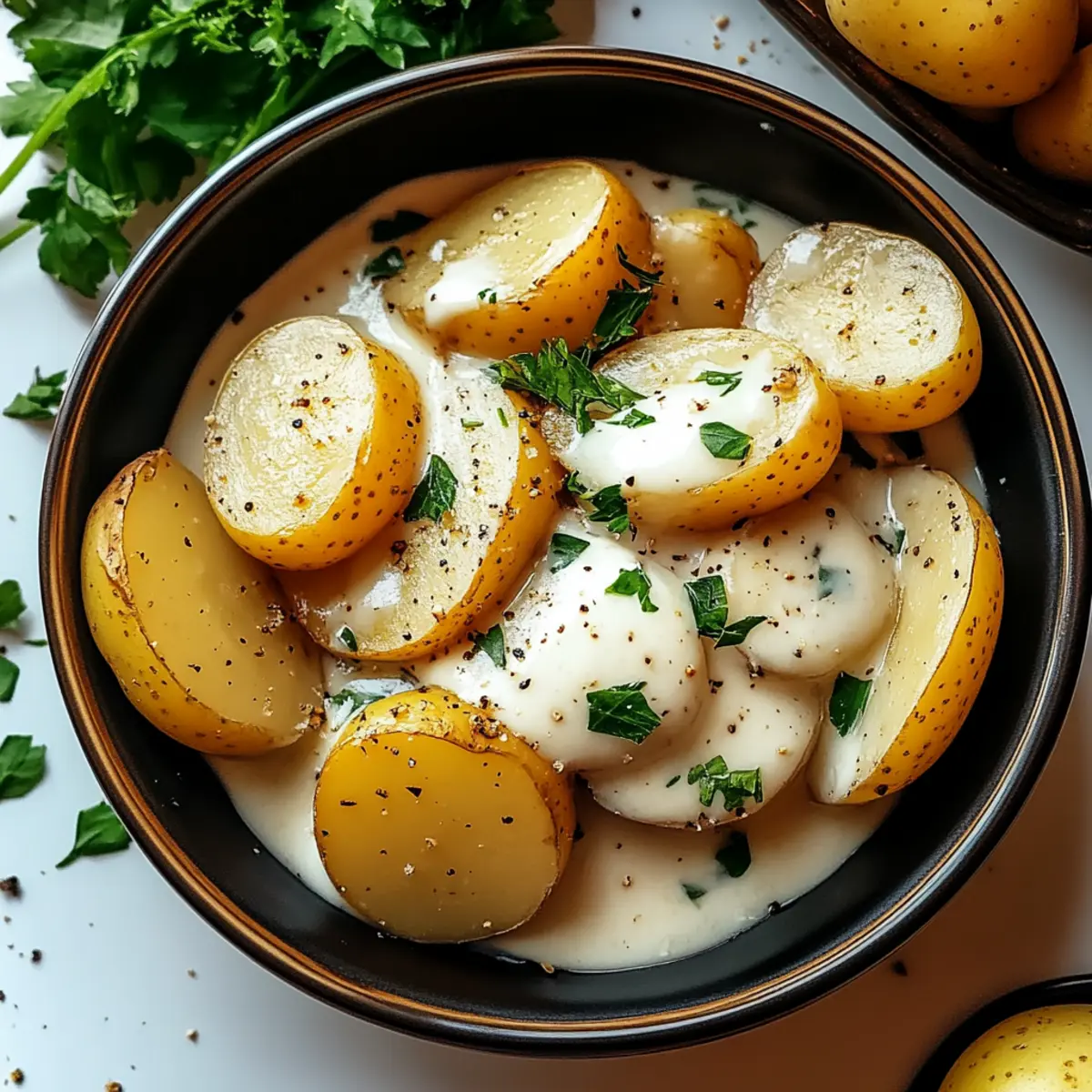 Creamy Garlic Sauce Baby Potatoes
