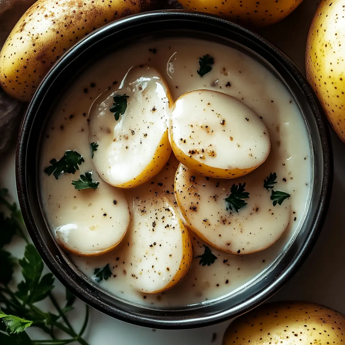 Creamy Garlic Sauce Baby Potatoes