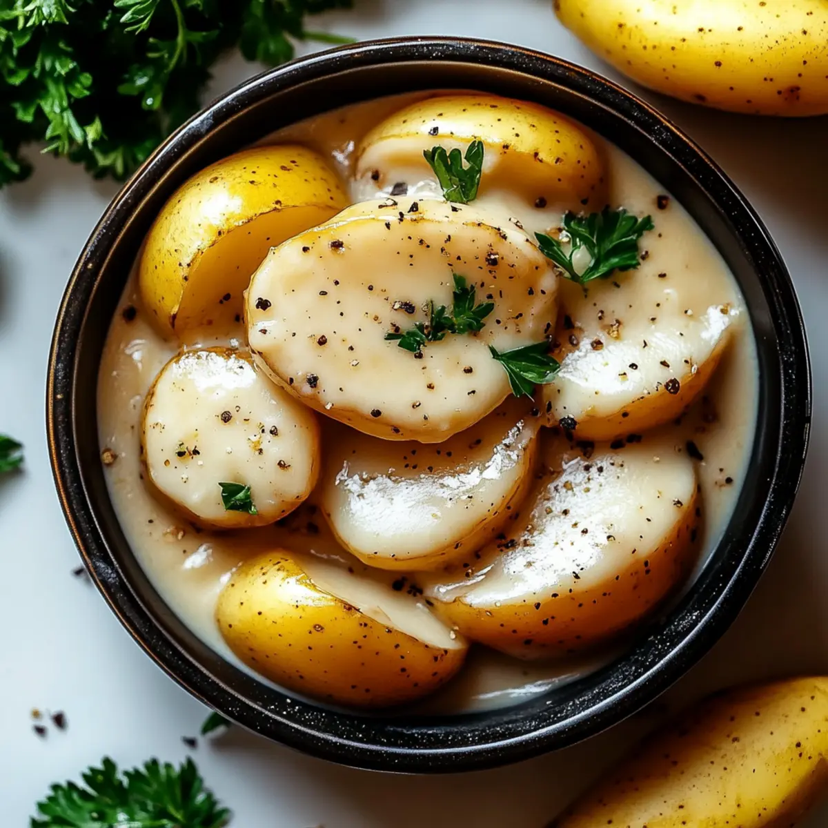 Creamy Garlic Sauce Baby Potatoes