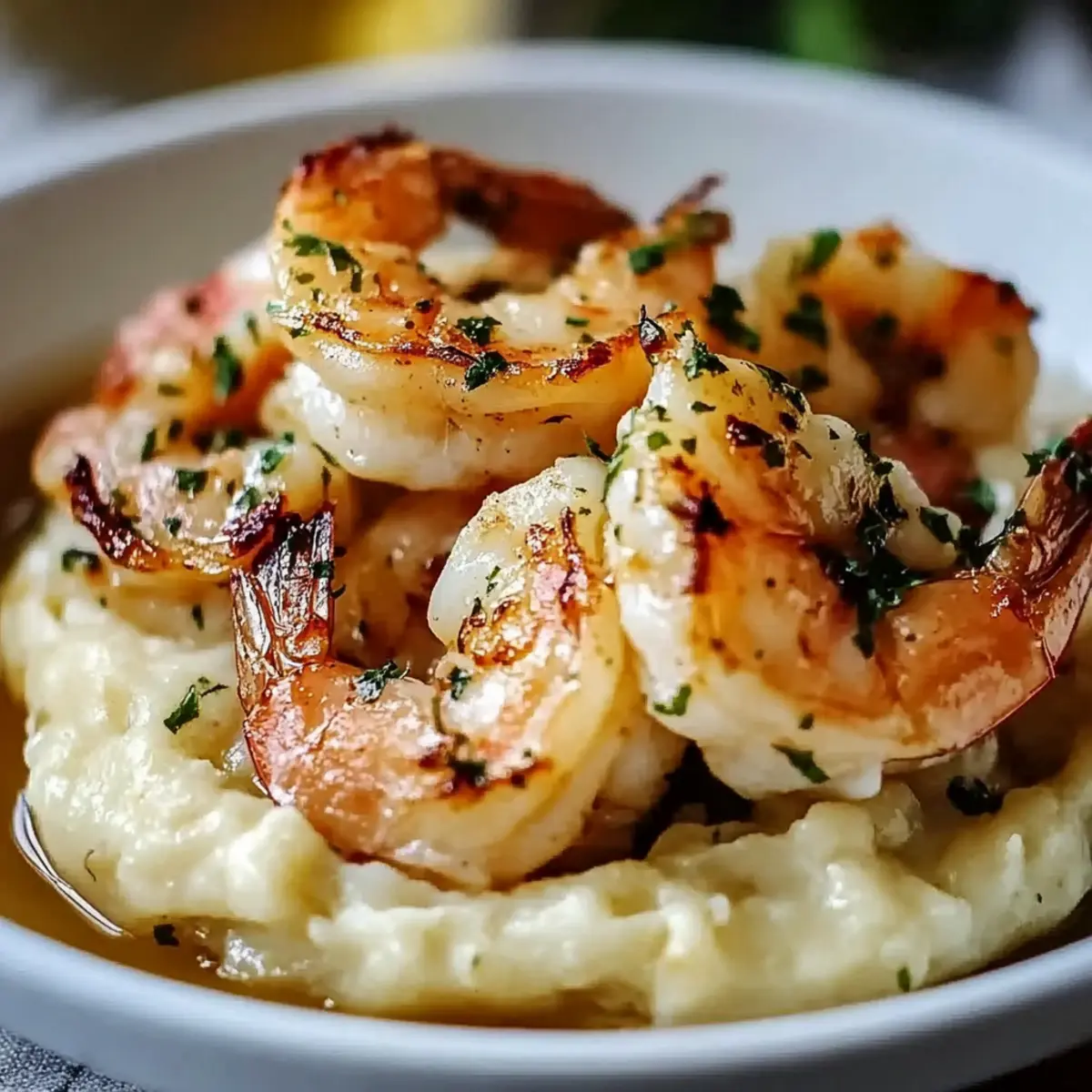 Creamy Garlic Shrimp Over Mashed Potatoes