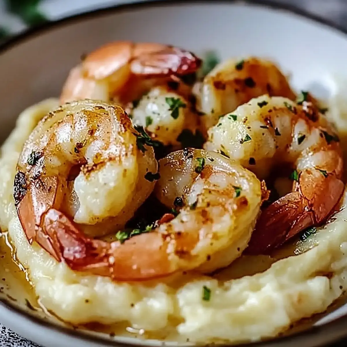 Creamy Garlic Shrimp Over Mashed Potatoes