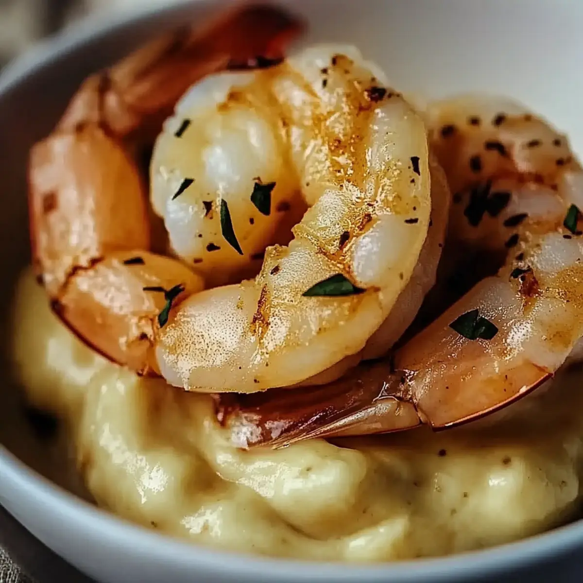 Creamy Garlic Shrimp Over Mashed Potatoes