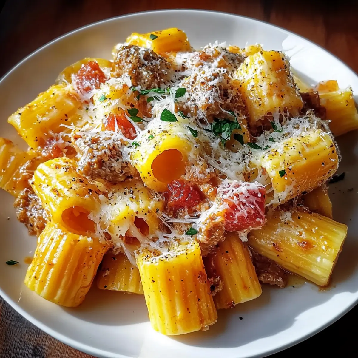 Creamy Rigatoni with Butternut Squash and Spicy Sausage