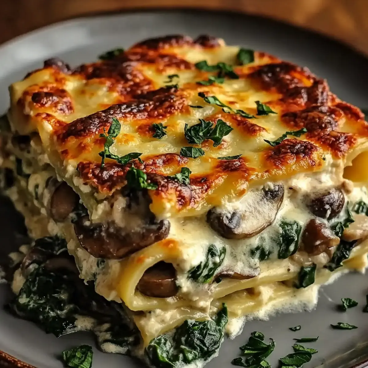 Creamy Spinach Mushroom Lasagna