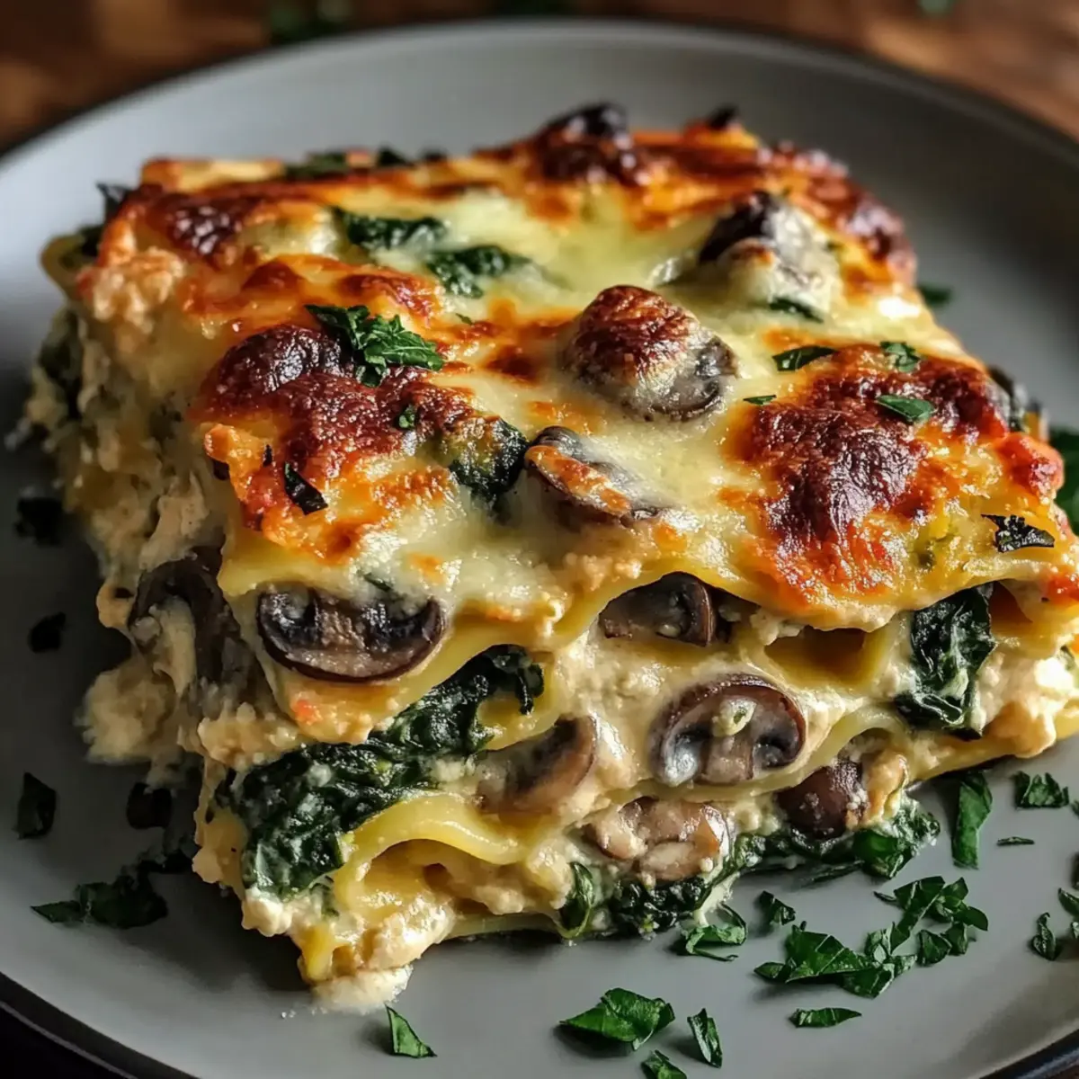 Creamy Spinach Mushroom Lasagna