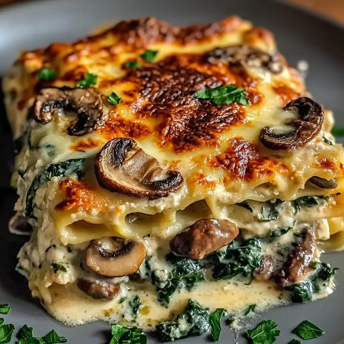 Creamy Spinach Mushroom Lasagna