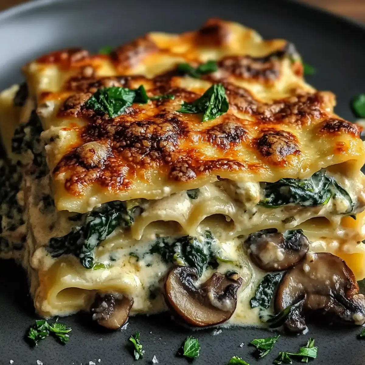 Creamy Spinach Mushroom Lasagna