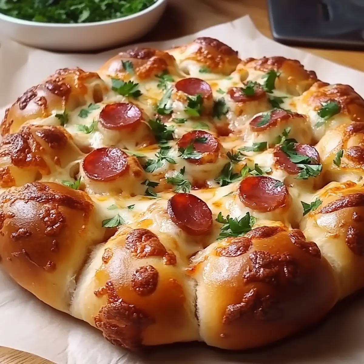 Flower Buns with Cheese and Sausage