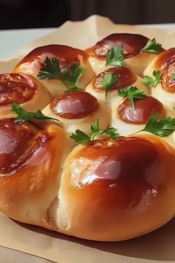 Flower Buns with Cheese and Sausage