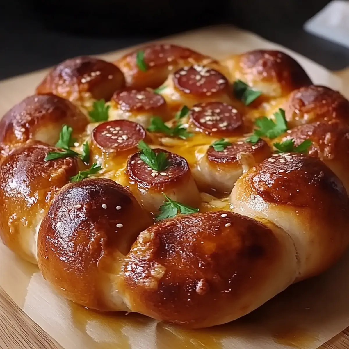 Flower Buns with Cheese and Sausage