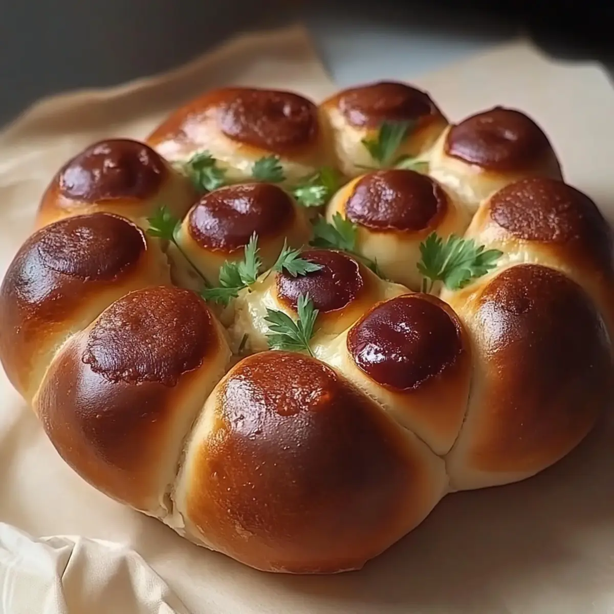 Flower Buns with Cheese and Sausage