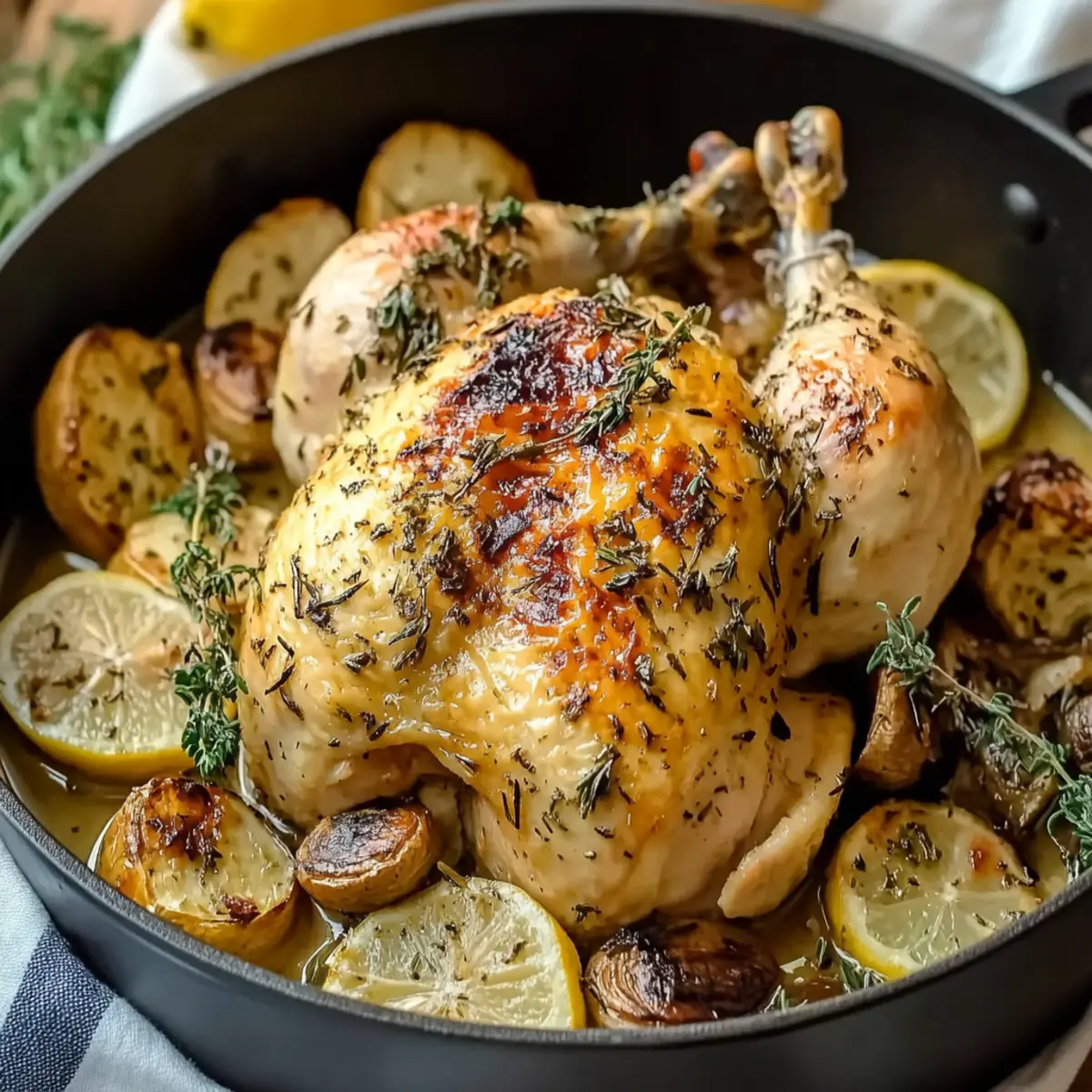 Lemon Herb Pot Roast Chicken