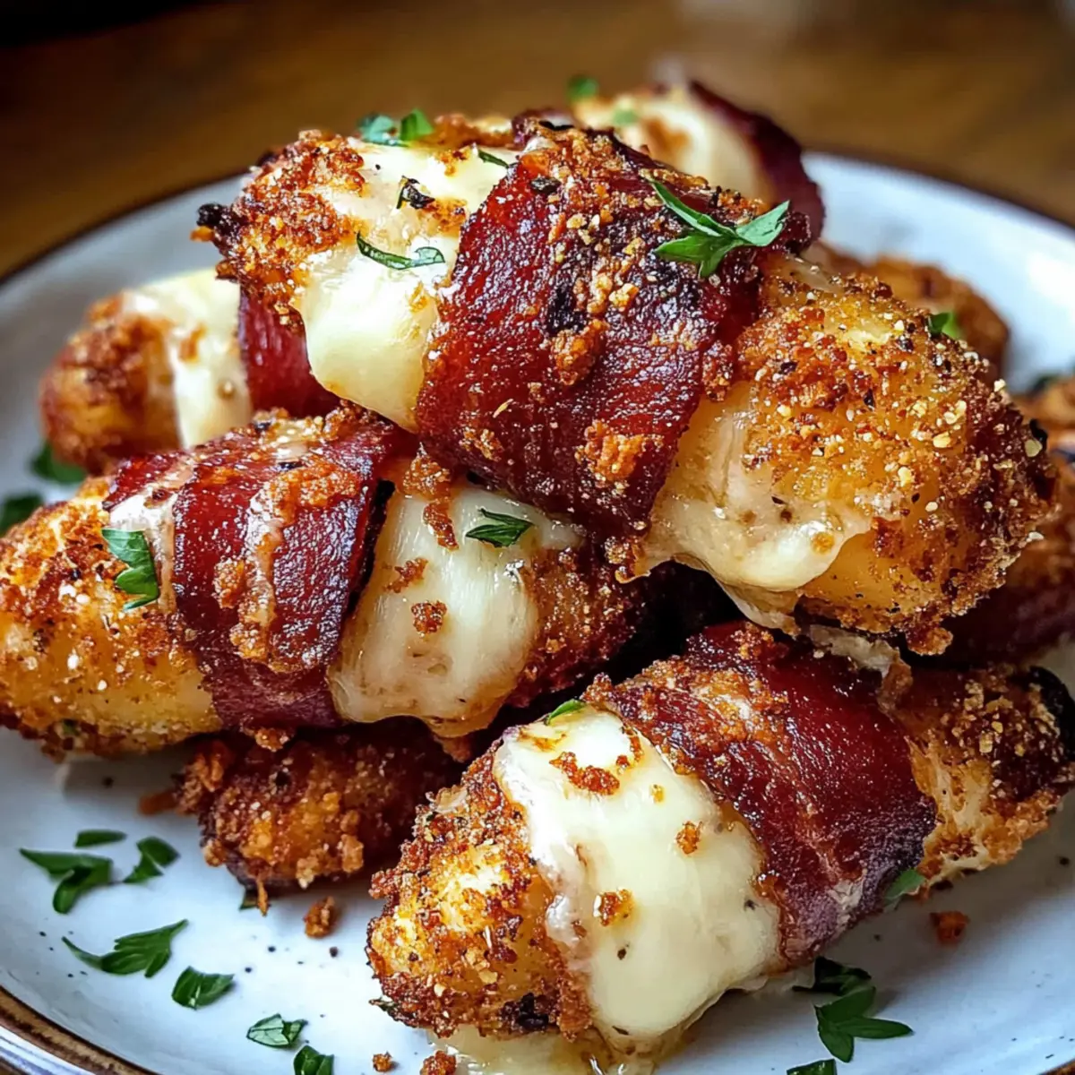 Low Carb Nashville Hot Bacon Wrapped Mozzarella Sticks