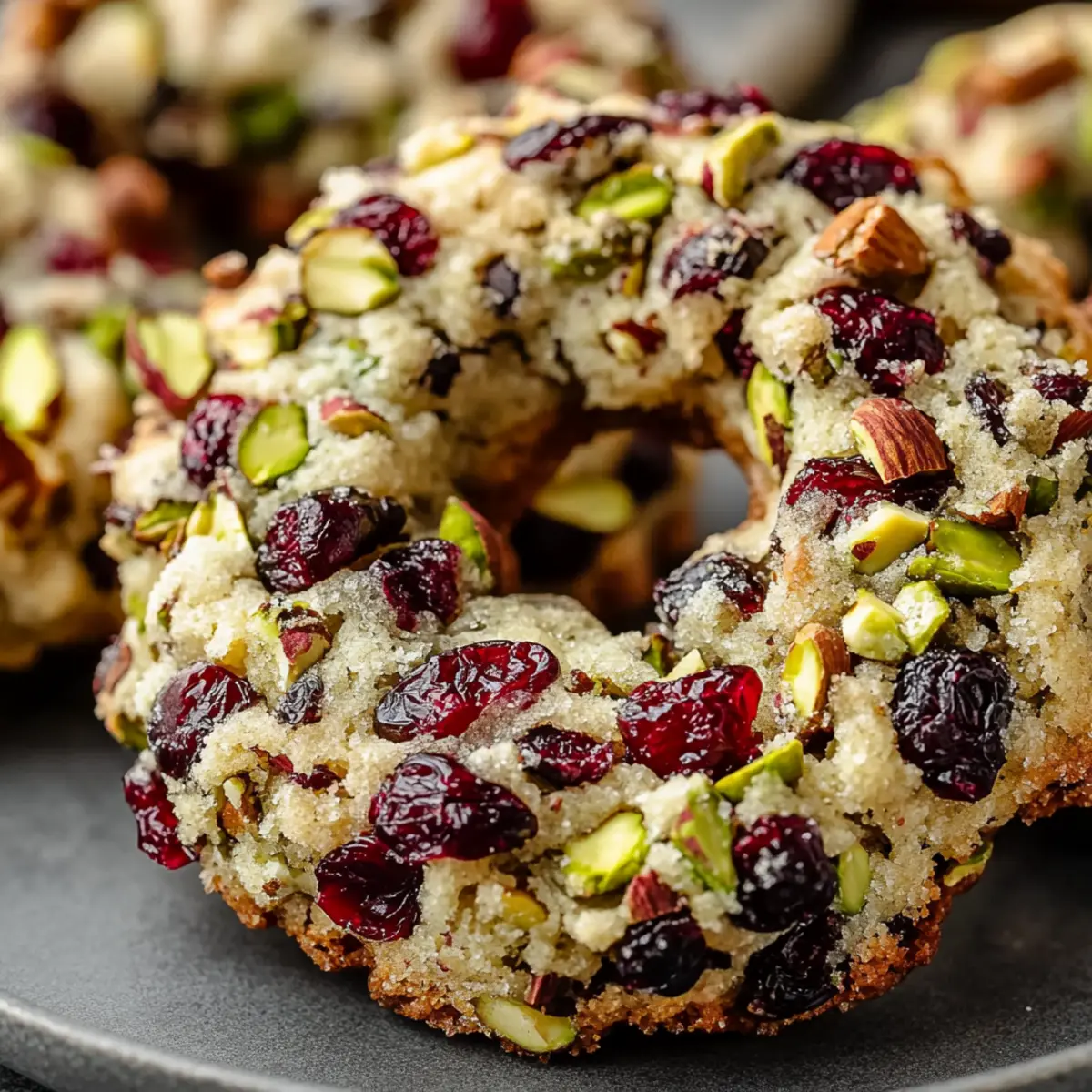 Pistachio Cranberry Wreath Cookies