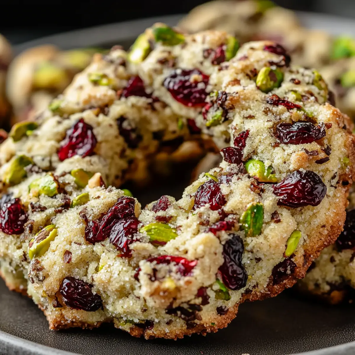 Pistachio Cranberry Wreath Cookies